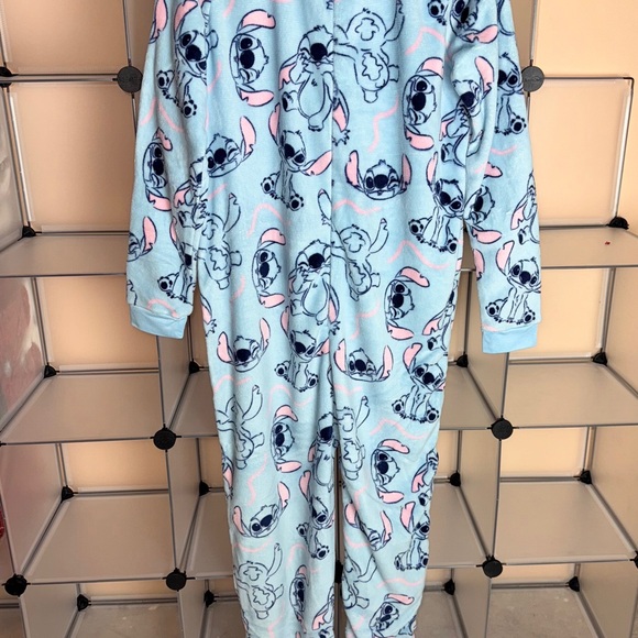 Disney Women's Stitch Light Blue Fleece PJ Onesie Size L NWOT - Picture 3 of 5